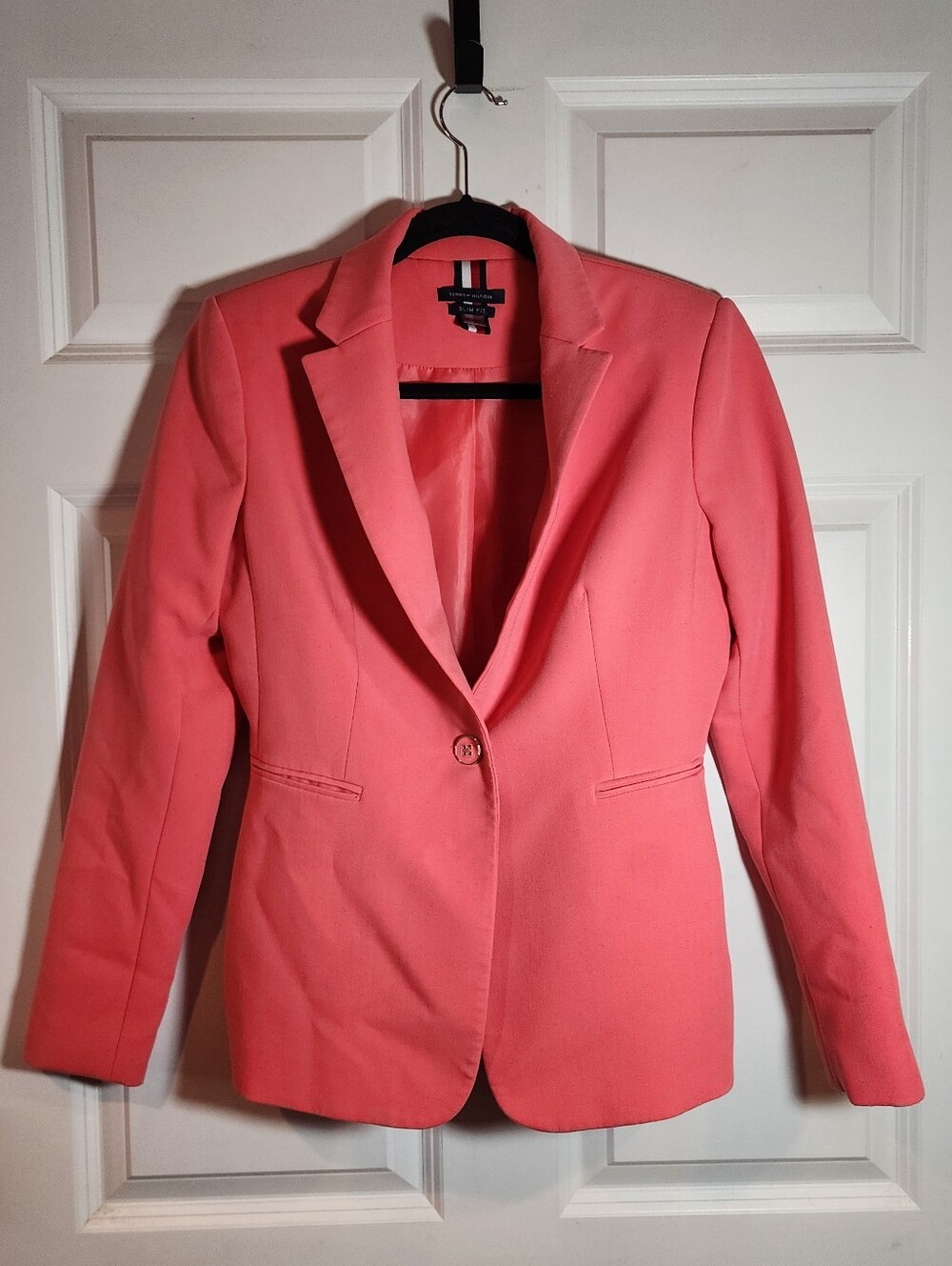 Tommy Hilfiger Slim Fit Coral-Pink Single-Button Blazer Jacket Size 6